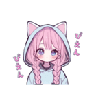 らぶりー猫耳フードの女の子の日常スタンプ（個別スタンプ：12）