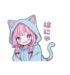 らぶりー猫耳フードの女の子の日常スタンプ（個別スタンプ：14）