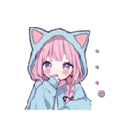 らぶりー猫耳フードの女の子の日常スタンプ（個別スタンプ：15）
