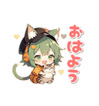 【動く】猫が大好き♡猫耳ガール 日常（個別スタンプ：1）