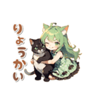 【動く】猫が大好き♡猫耳ガール 日常（個別スタンプ：5）