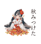 巫女さんの秋★和風きつね面（個別スタンプ：32）