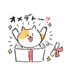 まゆ猫 クレヨンver.【お祝い・日常】（個別スタンプ：1）