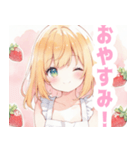 苺とブロンドの女の子スタンプ（個別スタンプ：9）