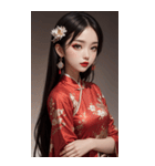 チャイナドレスの女の子の写真（個別スタンプ：1）