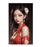 チャイナドレスの女の子の写真（個別スタンプ：2）