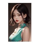 チャイナドレスの女の子の写真（個別スタンプ：4）