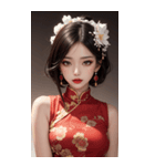 チャイナドレスの女の子の写真（個別スタンプ：5）
