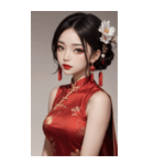 チャイナドレスの女の子の写真（個別スタンプ：6）