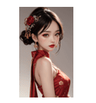 チャイナドレスの女の子の写真（個別スタンプ：7）