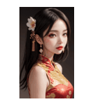 チャイナドレスの女の子の写真（個別スタンプ：8）