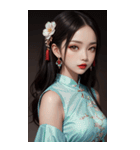 チャイナドレスの女の子の写真（個別スタンプ：9）