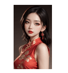 チャイナドレスの女の子の写真（個別スタンプ：10）