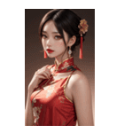 チャイナドレスの女の子の写真（個別スタンプ：11）