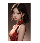 チャイナドレスの女の子の写真（個別スタンプ：13）