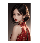 チャイナドレスの女の子の写真（個別スタンプ：14）