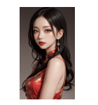 チャイナドレスの女の子の写真（個別スタンプ：15）