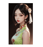 チャイナドレスの女の子の写真（個別スタンプ：17）