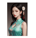 チャイナドレスの女の子の写真（個別スタンプ：18）