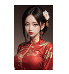 チャイナドレスの女の子の写真（個別スタンプ：19）