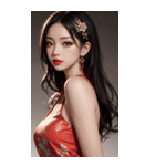 チャイナドレスの女の子の写真（個別スタンプ：20）