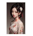 チャイナドレスの女の子の写真（個別スタンプ：21）