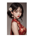 チャイナドレスの女の子の写真（個別スタンプ：22）