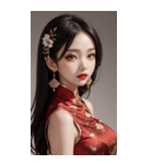 チャイナドレスの女の子の写真（個別スタンプ：23）