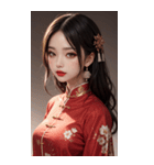 チャイナドレスの女の子の写真（個別スタンプ：24）