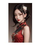 チャイナドレスの女の子の写真（個別スタンプ：25）