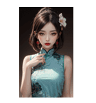 チャイナドレスの女の子の写真（個別スタンプ：27）