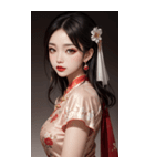 チャイナドレスの女の子の写真（個別スタンプ：28）