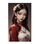 チャイナドレスの女の子の写真（個別スタンプ：29）