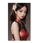 チャイナドレスの女の子の写真（個別スタンプ：30）