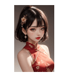 チャイナドレスの女の子の写真（個別スタンプ：31）