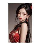 チャイナドレスの女の子の写真（個別スタンプ：32）