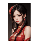 チャイナドレスの女の子の写真（個別スタンプ：33）