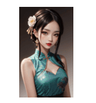 チャイナドレスの女の子の写真（個別スタンプ：34）