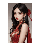 チャイナドレスの女の子の写真（個別スタンプ：35）