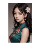 チャイナドレスの女の子の写真（個別スタンプ：36）