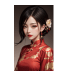 チャイナドレスの女の子の写真（個別スタンプ：37）