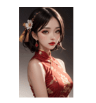 チャイナドレスの女の子の写真（個別スタンプ：39）