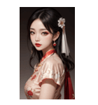 チャイナドレスの女の子の写真（個別スタンプ：40）