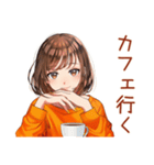 ボブカットの女の子の週末♡（個別スタンプ：6）