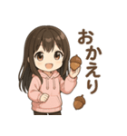 可愛い黒髪ピンクパーカー女子スタンプ8 秋（個別スタンプ：20）