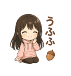 可愛い黒髪ピンクパーカー女子スタンプ8 秋（個別スタンプ：28）