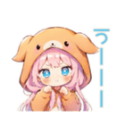 癒しの犬耳パーカーの女の子（個別スタンプ：35）