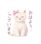 小さなハートと白猫スタンプ（個別スタンプ：2）