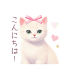 小さなハートと白猫スタンプ（個別スタンプ：3）