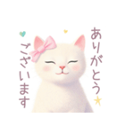 小さなハートと白猫スタンプ（個別スタンプ：4）
